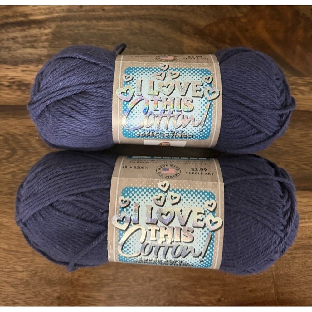 I Love This Cotton Yarn Super Soft 100% Cotton Lot Of 2 Dark Denim